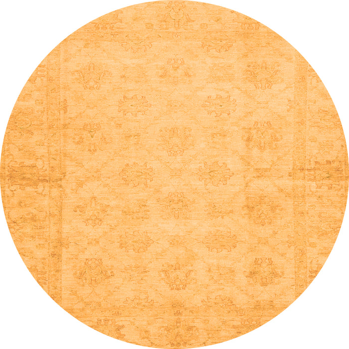 Round Machine Washable Oriental Orange Modern Area Rugs, wshabs2638org