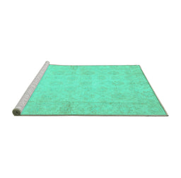Sideview of Machine Washable Oriental Turquoise Modern Area Rugs, wshabs2638turq