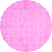 Round Oriental Pink Modern Rug, abs2638pnk