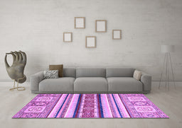 Machine Washable Oriental Purple Modern Area Rugs in a Living Room, wshabs2639pur