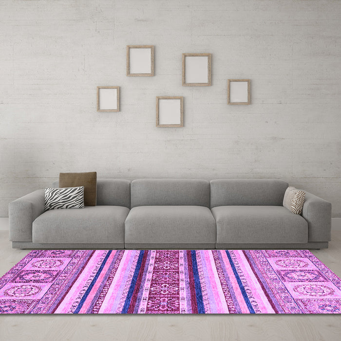 Machine Washable Oriental Purple Modern Area Rugs in a Living Room, wshabs2639pur