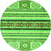 Round Machine Washable Oriental Green Modern Area Rugs, wshabs2639grn