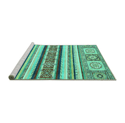 Sideview of Machine Washable Oriental Turquoise Modern Area Rugs, wshabs2639turq