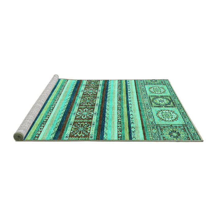 Sideview of Machine Washable Oriental Turquoise Modern Area Rugs, wshabs2639turq