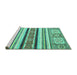 Sideview of Machine Washable Oriental Turquoise Modern Area Rugs, wshabs2639turq