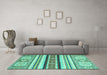 Machine Washable Oriental Turquoise Modern Area Rugs in a Living Room,, wshabs2639turq