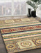 Abstract Brown Gold Oriental Rug in Family Room, abs2639