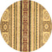 Round Oriental Brown Modern Rug, abs2639brn