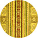 Round Oriental Yellow Modern Rug, abs2639yw