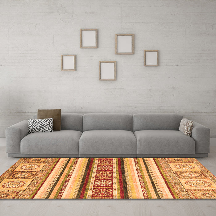 Machine Washable Oriental Orange Modern Area Rugs in a Living Room, wshabs2639org