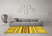 Machine Washable Oriental Yellow Modern Rug in a Living Room, wshabs2639yw