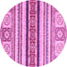 Round Oriental Pink Modern Rug, abs2639pnk