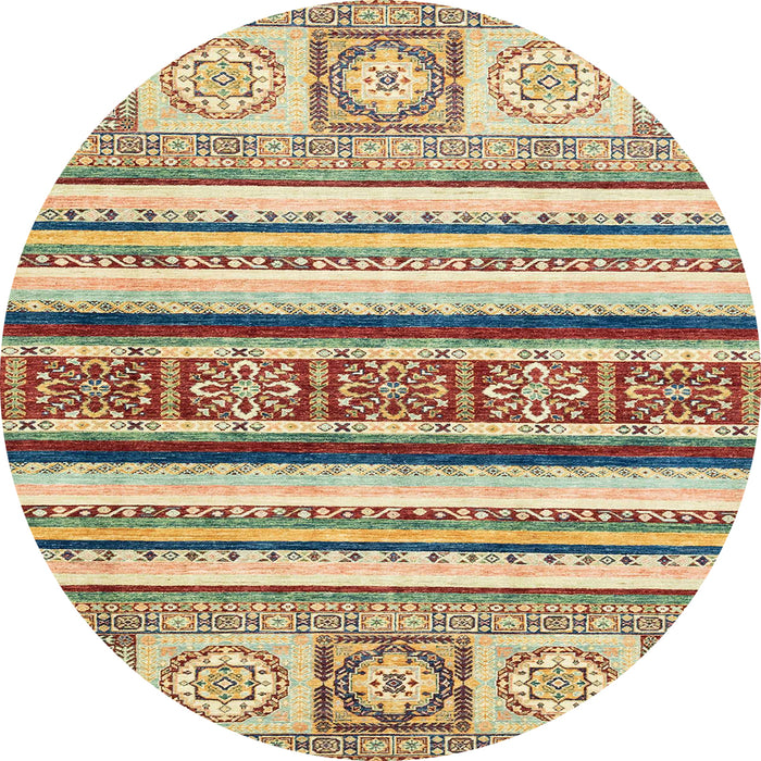 Round Machine Washable Abstract Brown Gold Rug, wshabs2639