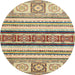 Round Machine Washable Abstract Brown Gold Rug, wshabs2639