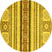 Round Machine Washable Oriental Yellow Modern Rug, wshabs2639yw