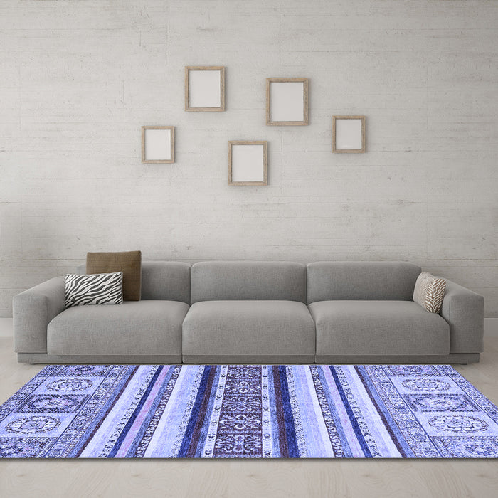 Machine Washable Oriental Blue Modern Rug in a Living Room, wshabs2639blu