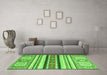 Machine Washable Oriental Green Modern Area Rugs in a Living Room,, wshabs2639grn