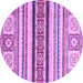 Round Machine Washable Oriental Purple Modern Area Rugs, wshabs2639pur