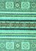Machine Washable Oriental Turquoise Modern Area Rugs, wshabs2639turq