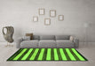 Machine Washable Oriental Green Modern Area Rugs in a Living Room,, wshabs263grn