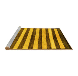 Sideview of Machine Washable Oriental Yellow Modern Rug, wshabs263yw