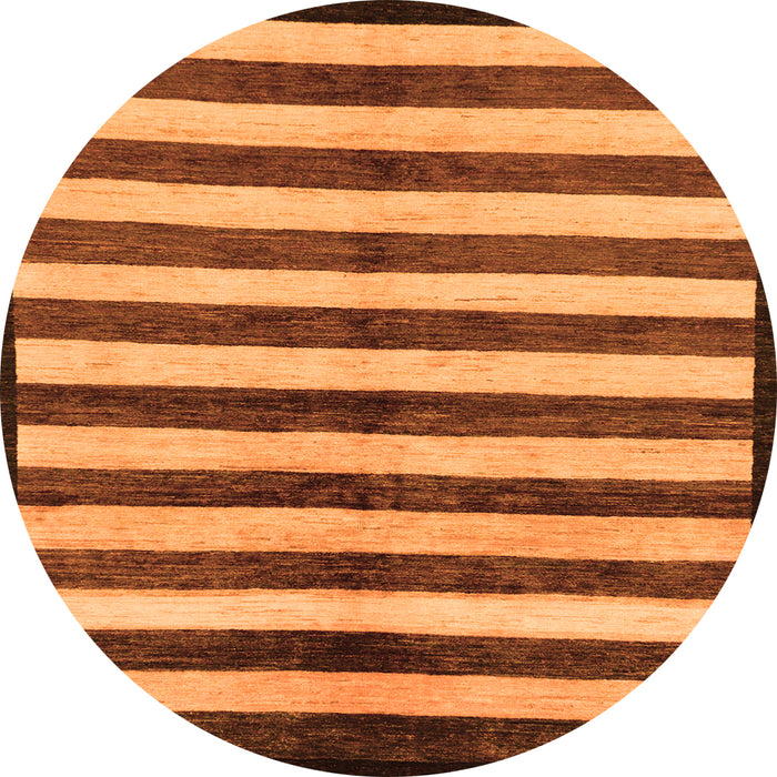 Round Machine Washable Oriental Orange Modern Area Rugs, wshabs263org