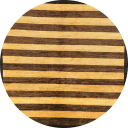 Round Abstract Red Brown Oriental Rug, abs263