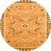 Round Machine Washable Oriental Orange Modern Area Rugs, wshabs2640org