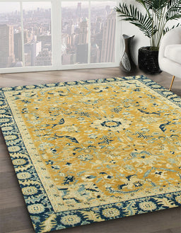 Abstract Brown Oriental Rug in Family Room, abs2640