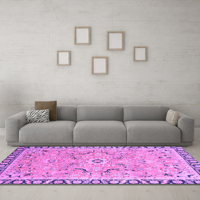Machine Washable Oriental Purple Modern Area Rugs in a Living Room, wshabs2640pur