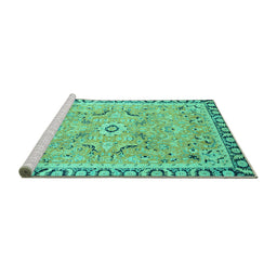 Sideview of Machine Washable Oriental Turquoise Modern Area Rugs, wshabs2640turq
