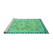 Sideview of Machine Washable Oriental Turquoise Modern Area Rugs, wshabs2640turq