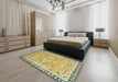 Abstract Brown Oriental Rug in a Bedroom, abs2640