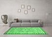 Machine Washable Oriental Emerald Green Modern Area Rugs in a Living Room,, wshabs2640emgrn