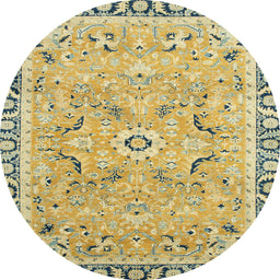 Round Abstract Brown Oriental Rug, abs2640