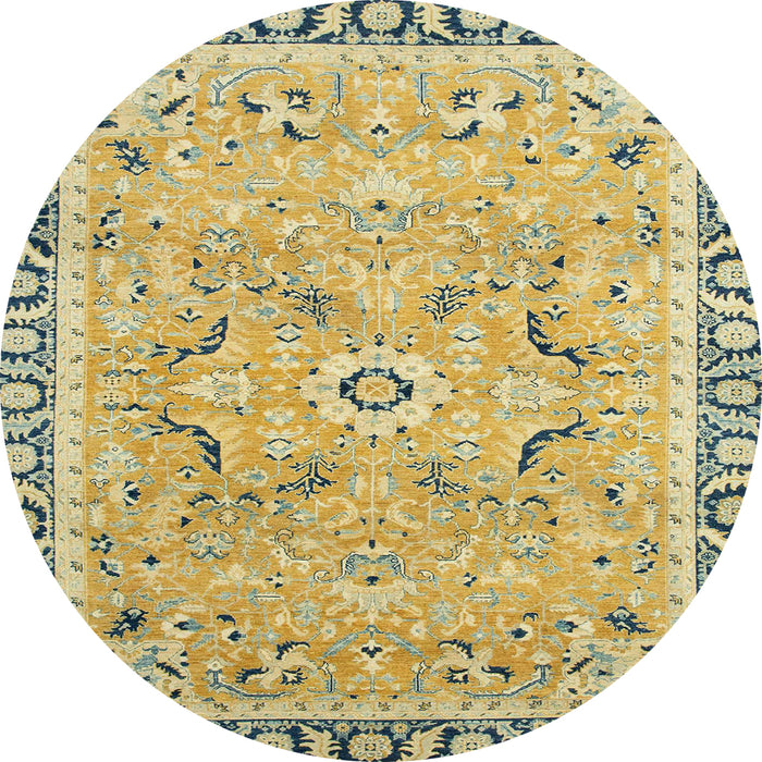 Round Abstract Brown Oriental Rug, abs2640