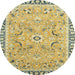 Round Abstract Brown Oriental Rug, abs2640