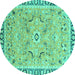 Round Oriental Turquoise Modern Rug, abs2640turq