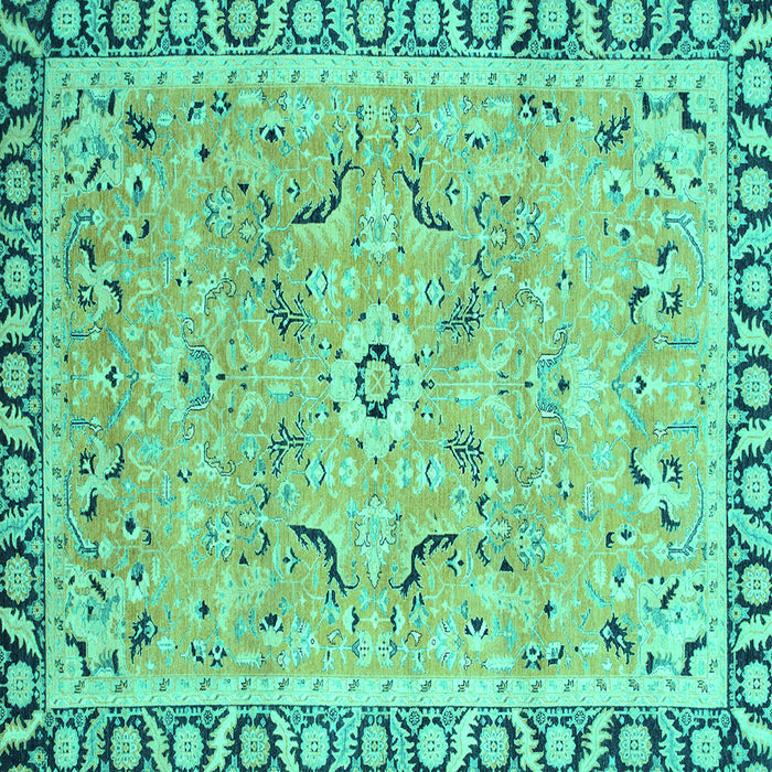 Square Machine Washable Oriental Turquoise Modern Area Rugs, wshabs2640turq