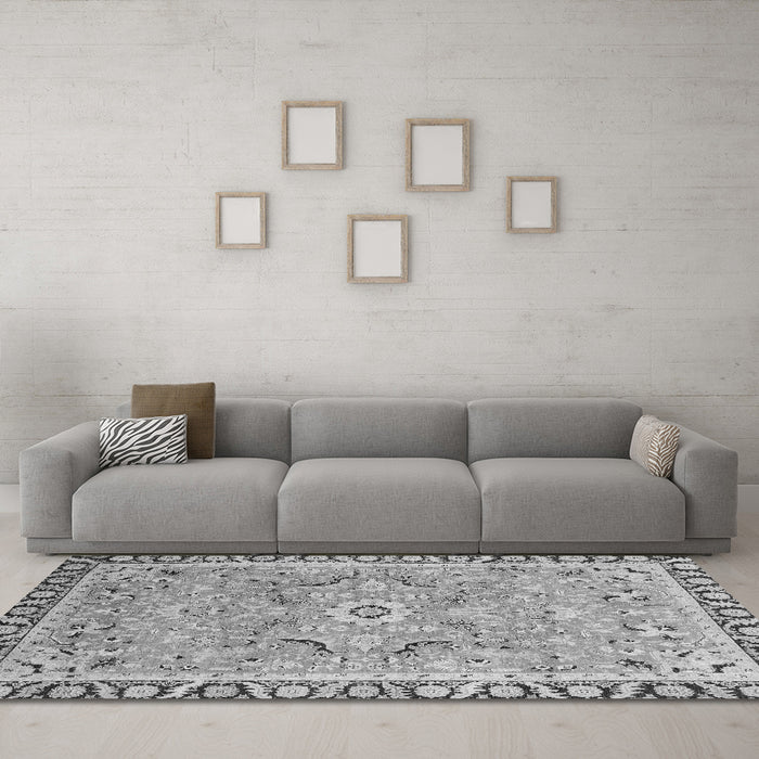 Machine Washable Oriental Gray Modern Rug in a Living Room,, wshabs2640gry