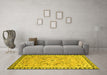 Machine Washable Oriental Yellow Modern Rug in a Living Room, wshabs2640yw