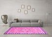 Machine Washable Oriental Pink Modern Rug in a Living Room, wshabs2640pnk