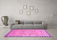 Machine Washable Oriental Pink Modern Rug, wshabs2640pnk