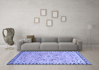 Machine Washable Oriental Blue Modern Rug, wshabs2640blu