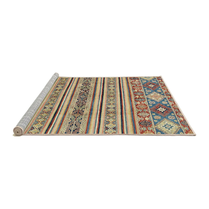 Sideview of Machine Washable Abstract Chestnut Brown Rug, wshabs2641