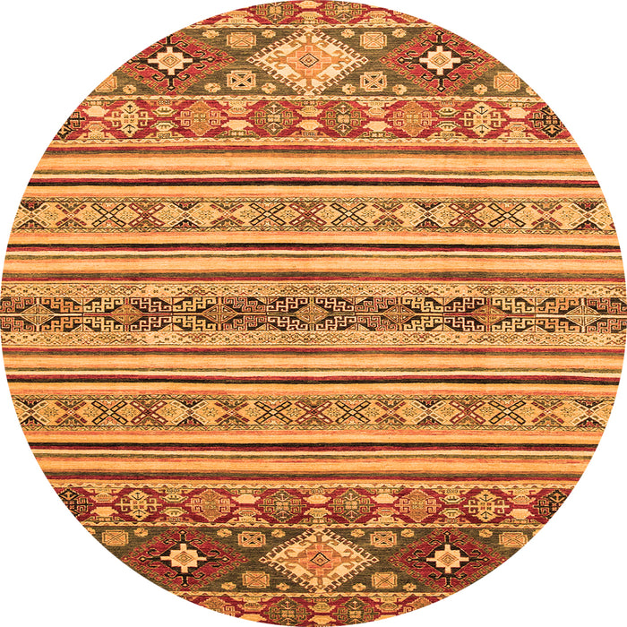 Round Machine Washable Oriental Orange Modern Area Rugs, wshabs2641org
