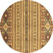 Round Oriental Brown Modern Rug, abs2641brn