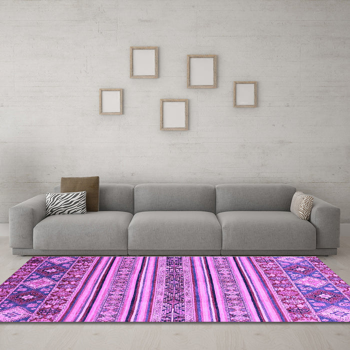 Machine Washable Oriental Purple Modern Area Rugs in a Living Room, wshabs2641pur