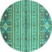 Round Oriental Turquoise Modern Rug, abs2641turq