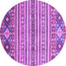 Round Machine Washable Oriental Purple Modern Area Rugs, wshabs2641pur